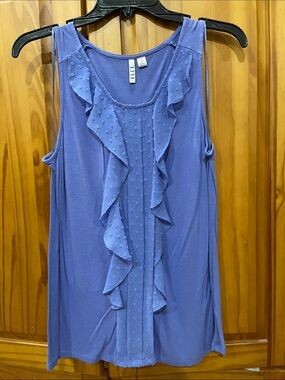 Elle Blue Ruffle Sleeveless Tank Top